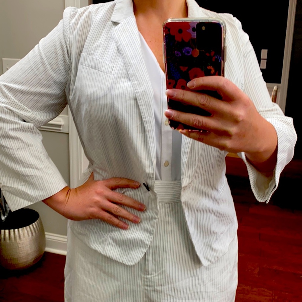 Ann Taylor Loft 3/4 Sleeve Summer Pinstripe Jacket size 18
